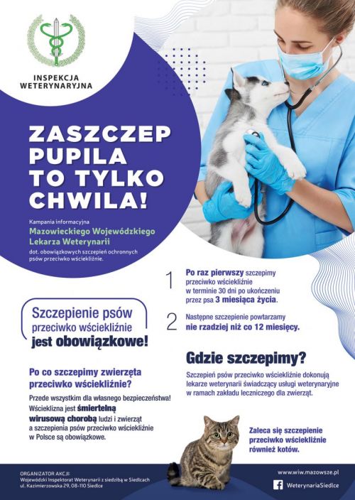 Informacja o szczepieniu zwierząt.