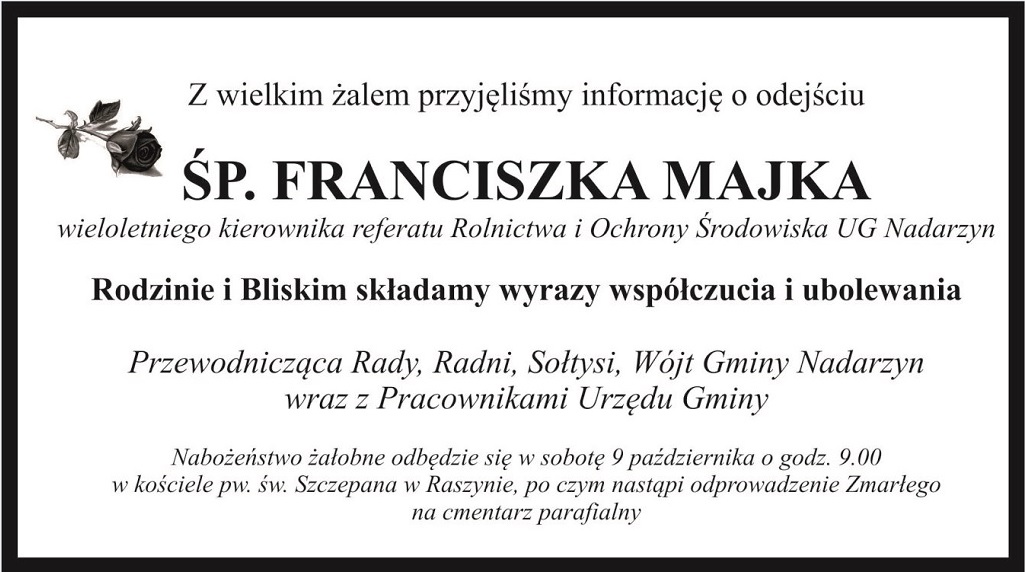 Kondolencje Franciszek Majek