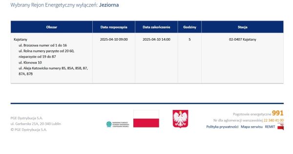 Planowane wyłączenia prądu