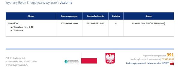 Planowane wyłączenia prądu