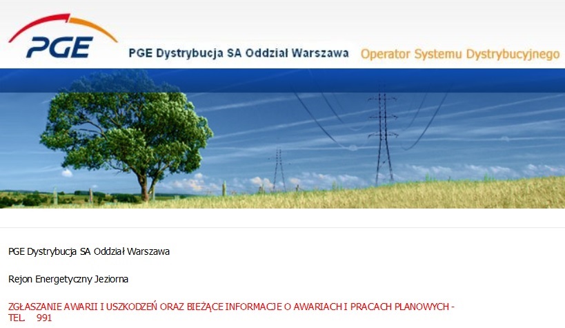 PGE Dystrybucja planowane wyłączenia prądu