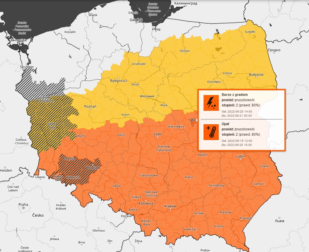 Ostrzeżenie Meteo - upał, burze z deszczem i grad !!!