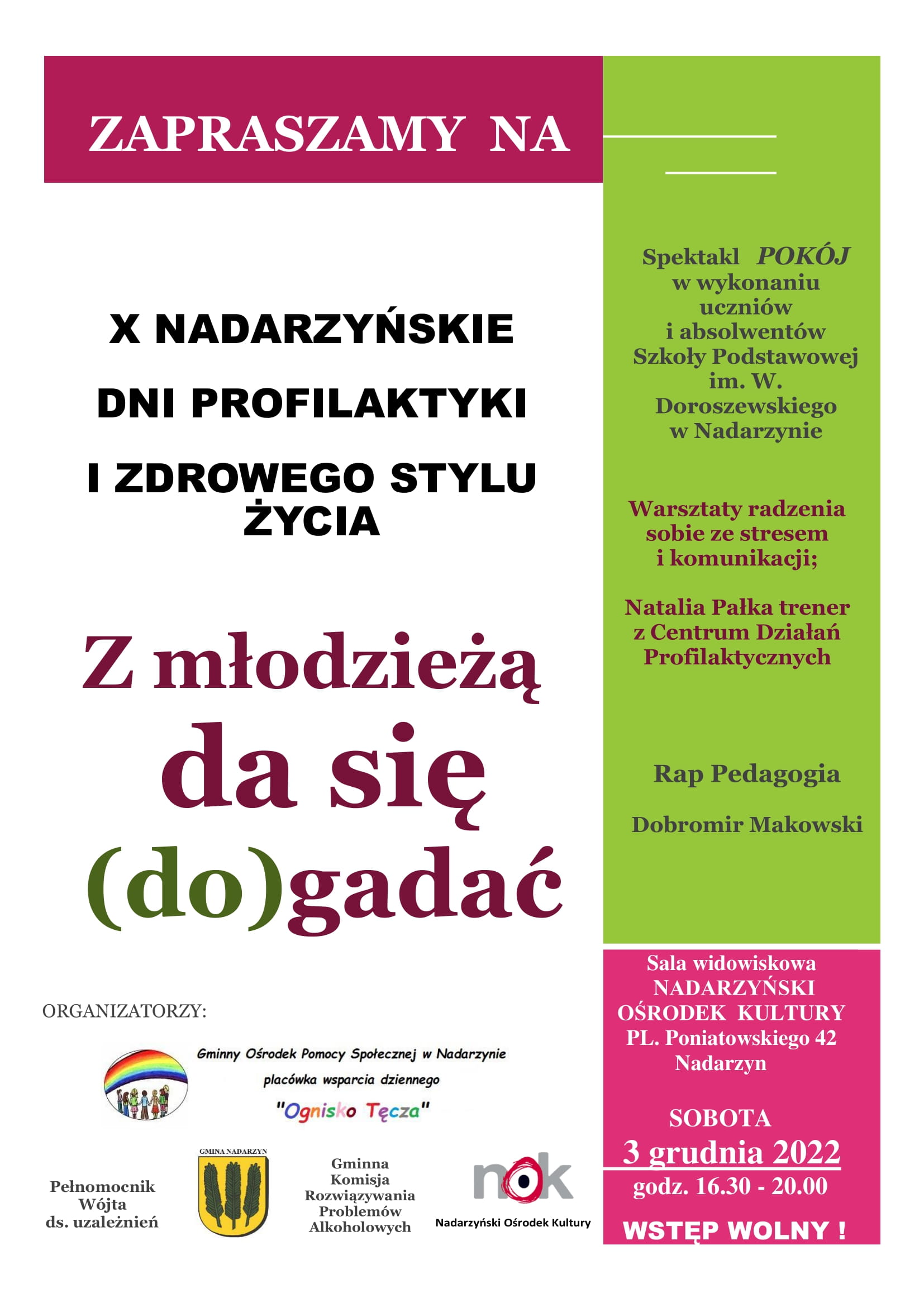 ZAPROSZENIE NA  X NADARZYŃSKIE DNI PROFILAKTYKI I ZDROWEGO STYLU ŻYCIA