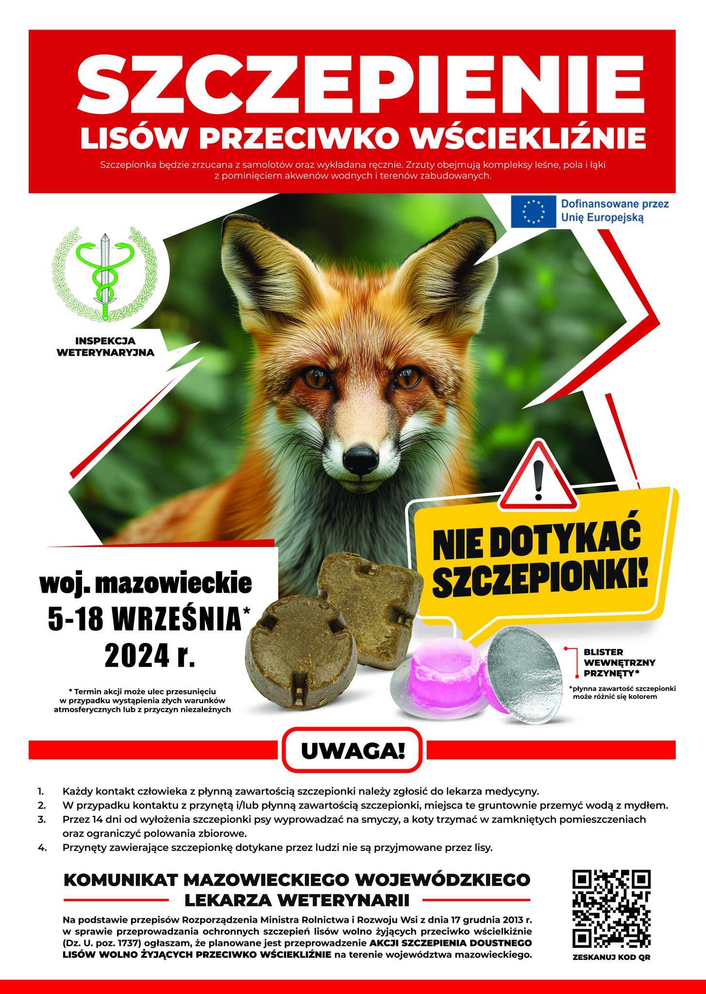 Uwaga - Szczepienie przeciwko wściekliźnie lisów wolnożyjących