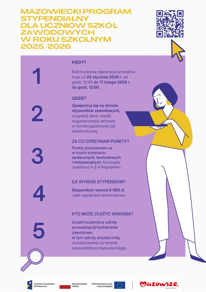 Mazowiecki program stypendialny dla uczniów szkół zawodowych